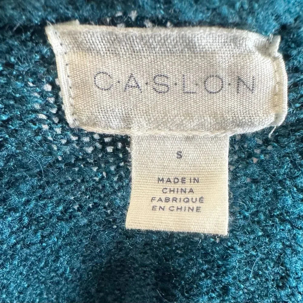 Caslon super soft teal green wool and mohair blend cardigan sweater size small
